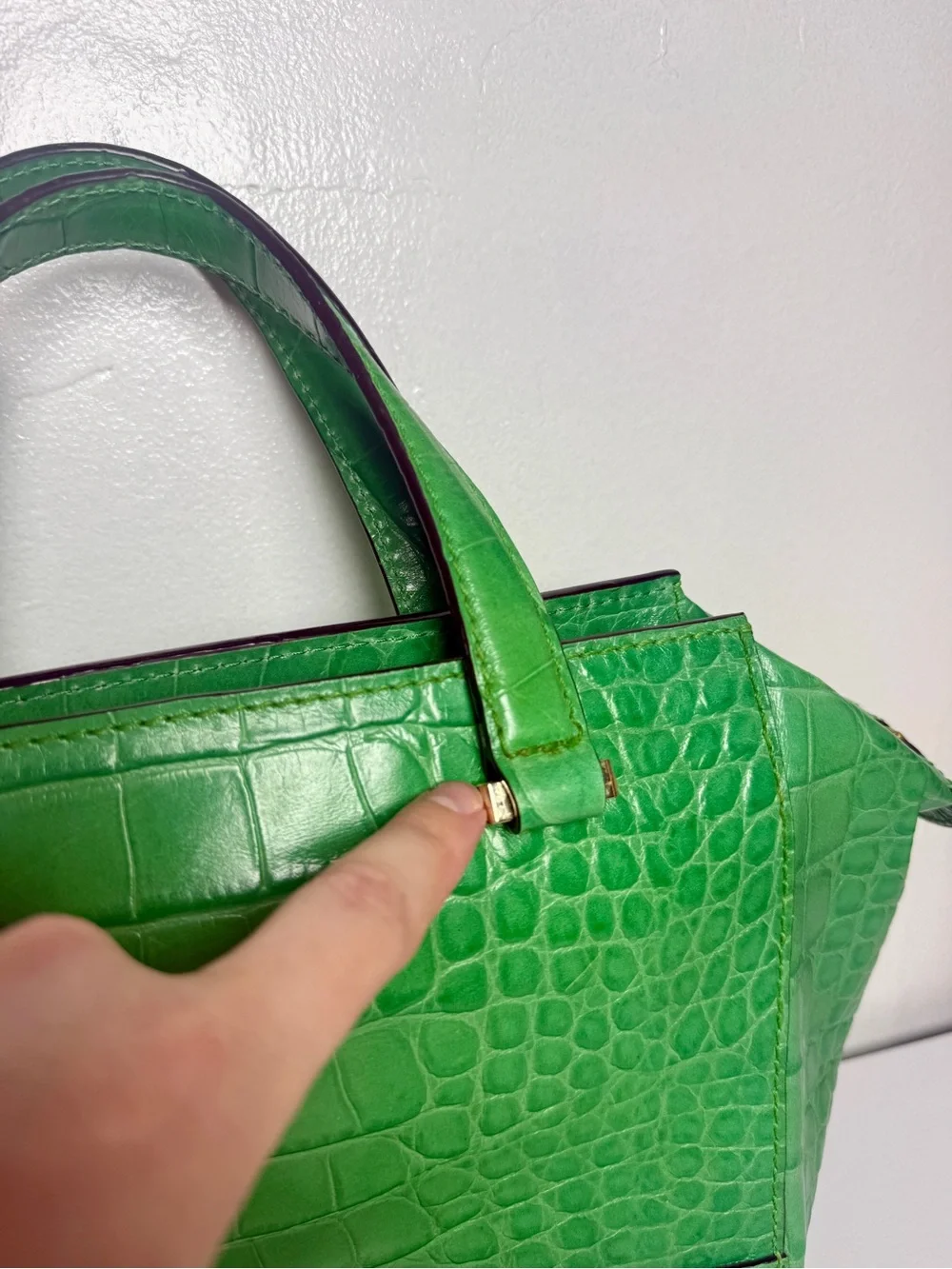Kate spade Green Croc-Embossed Leather Tote Handbag